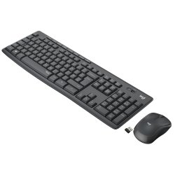 Компактна безжична клавиатура с безшумни клавиши, в комплект с безжична мишка!
