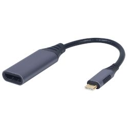 Устойчив адаптор USB Type-C (мъжки) към DisplayPort, с дължина 15cm и цвят Space Gray, за свързване на съвместим монитор към PC!