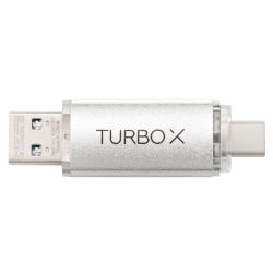 Със свързване USB Type-C и USB 3.0 Type-A, USB Stick Turbo-X Type-C Combo 3.0 32GB прехвърля файлове от смартфона, таблета или компютъра ти с лекота и скорост до 60MB/s!