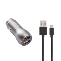 Зарядно за автомобил с 2 порта USB (6A), кабел micro-USB и технология Quick Charge 3.0, за да свързваш и зареждаш устройствата си on-the-go!