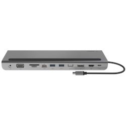 Създай абсолютната работна станция с USB-C® 11-in-1 Multiport Dock на Belkin! Зареди лаптопа си, използвай Gigabit Ethernet, гледай на 4K монитори, свързвай SD карти и други!