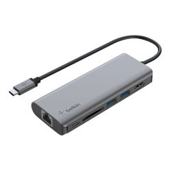 Зареждай и свързвай лаптопа си към различни устройства с този компактен USB-C 6-in-1 Multiport Adapter на Belkin!