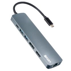 USB-C hub от висококачествен алуминий с портове HDMI (8K@30Hz) и DP (8K@30 Hz), портове USB 3.1, поддръжка на зареждане до 100W (20V/5A) чрез PD 3.0 и кабелно свързване в мрежа Gigabit!