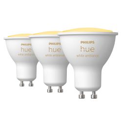 Комплект от 3 крушки с бяла светлина Philips Hue White Ambiance GU10 за висококачествено осветление, което предоставя неограничени възможности!