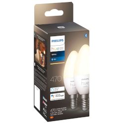 Комплект от 2 крушки с топла, бяла светлина Philips Hue White E14 за висококачествено осветление, което предоставя неограничени възможности!