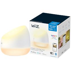 Умна двузонова настолна лампа WiZ Squire, която разпръсква цветна светлина върху стената и има модерен дизайн! Свързва се към безжичната домашна мрежа Wi-Fi и се контролира с WiZ app!