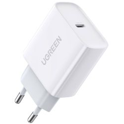 Зарядно USB-C на UGREEN с обща изходна мощност до 20W и съвместимост със стандарта Power Delivery 3.0, за да зареждаш бързо и сигурно мобилните си устройства!
