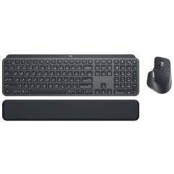 Logitech MX Keys S Combo - мишка и клавиатура с подложка за китките на ръцете, с нисък профил, безшумна работа, подсветка и програмируеми бутони, Bluetooth® и USB-C, за Windows, Linux, Chrome и Mac!