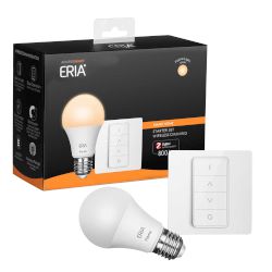 ERIA Smart Wireless Dimming Starter Kit включва безжичен димер (Wireless Dimmer) и умна крушка ERIA Flame (E27, 2200K) за интелигентно "out-of-the-box" осветление!