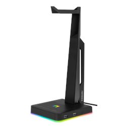 Nemesis Gaming Headset Stand RGB RGB NS80 е удобна стойка, която не само държи сигурно слушалките ти, но и освобождава ценно място на бюрото ти!