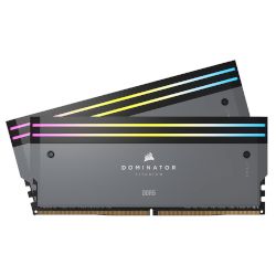 Memory kit 64GB (2x 32GB) от серията CORSAIR DOMINATOR® TITANIUM RGB DDR5 със скорост 6000 MT/s за невероятна производителност на твоята система и уникален външен вид!