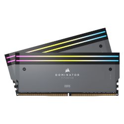 Memory kit 32GB (2x 16GB) от серията CORSAIR DOMINATOR® TITANIUM RGB DDR5 със скорост 6000 MT/s за невероятна производителност на твоята система и уникален външен вид!