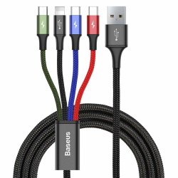 Един кабел, който заменя microUSB, Lightning и USB-C кабели, спестявайки място на работа или на път!