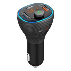 Diva BT1512 комбинира четири устройства в едно – Bluetooth FM трансмитер, зарядно устройство, MP3 плейър и Handsfree Car Kit! Поддържа бързо зареждане през USB QC3.0 и USB Type-C PD портове!